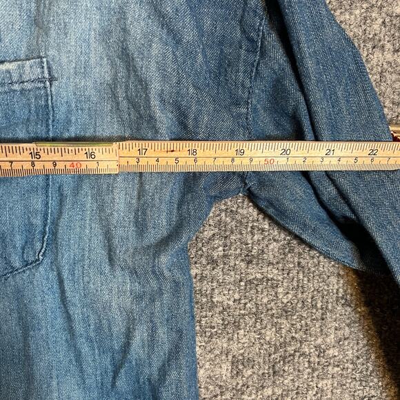 H&M Dress Womens 4 Small Blue Denim Jean Shirt Dress Button Front Midi Long Slv - Picture 8 of 10